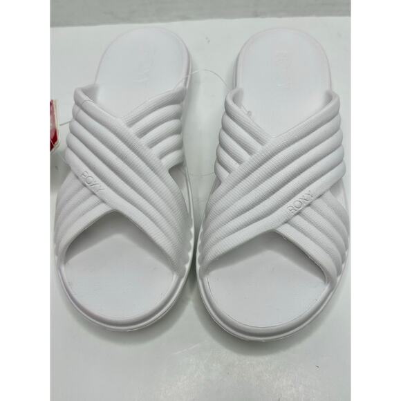 ROXY RIVIE WOMENS SANDALS SLIDES WHITE SIZE 8 NEW - Picture 1 of 7